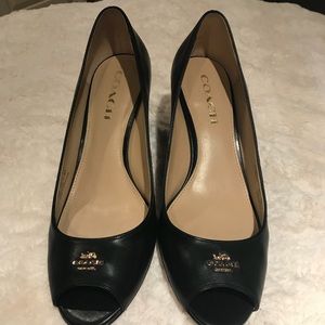 Coach Black Wedge Heels.  Size 8.5